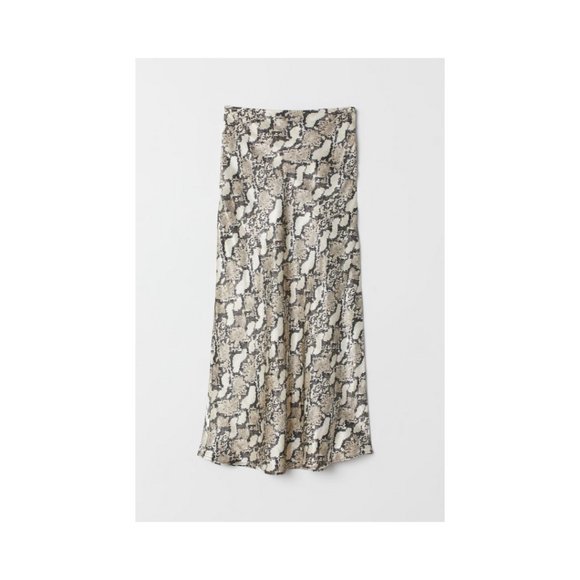 H&M Snake Print bias cut satin skirt, SZ 8, side zip - Picture 1 of 3